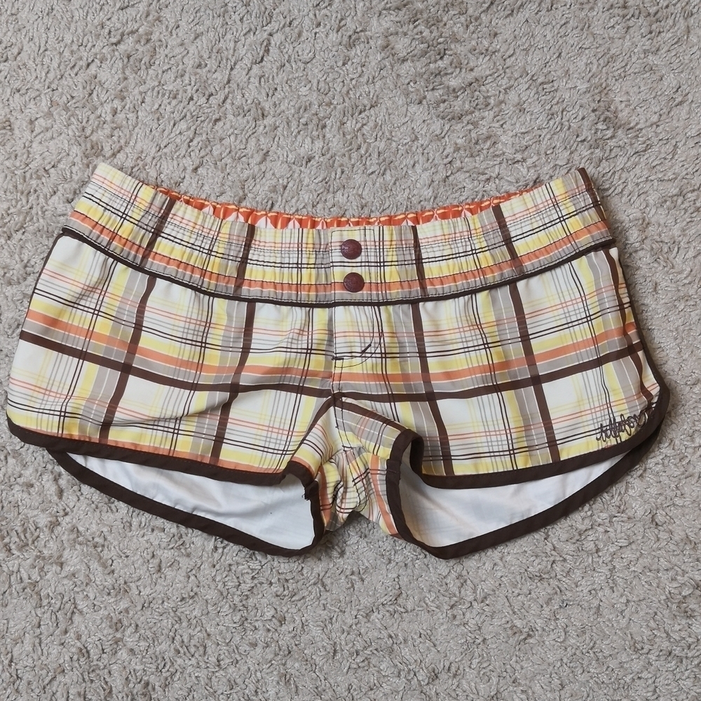 Billabong Women short sport gym casual beach sz M checkered short